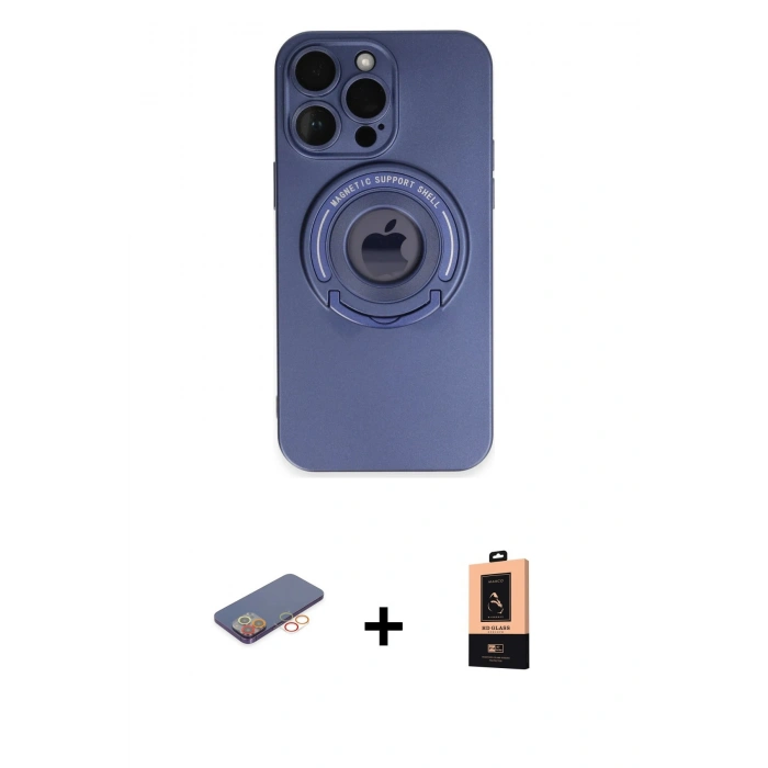 MARSİLYAN™- iPhone 13 Pro Max Kılıf Eksen Klasik Prime - Şeffaf Maxco Cam Ekran Koruyucu + Renkli Kamera Lens Koruma Cam - TU