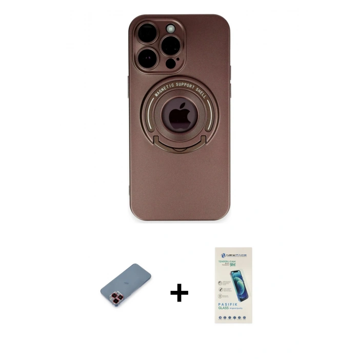 MARSİLYAN™- iPhone 13 Pro Max Kılıf Eksen Klasik Prime - Şeffaf Pasifik Cam Ekran Koruyucu + Metal Kamera Lens Koruma Cam - KI