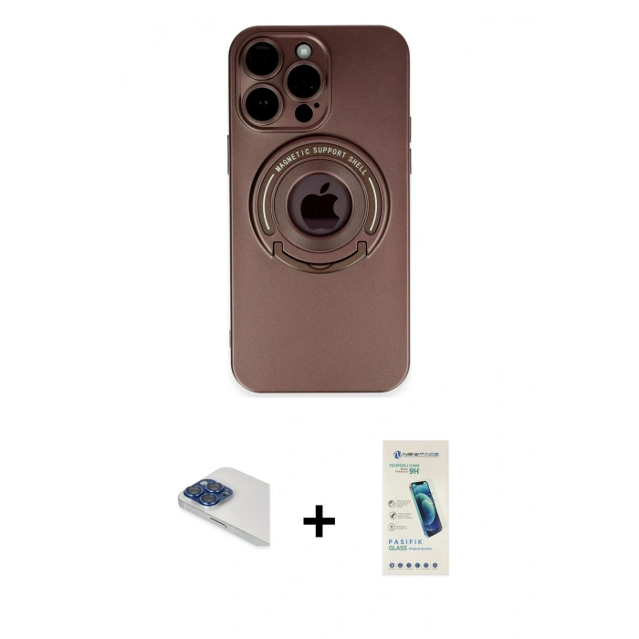 MARSİLYAN™- iPhone 13 Pro Max Kılıf Eksen Klasik Prime - Şeffaf Pasifik Cam Ekran Koruyucu + Pers Alüminyum Kamera Lens - LT