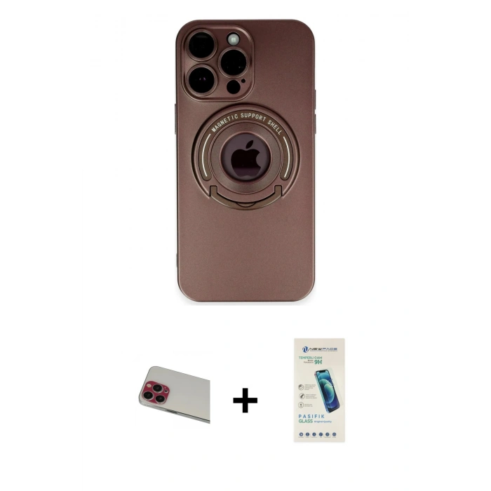 MARSİLYAN™- iPhone 13 Pro Max Kılıf Eksen Klasik Prime - Şeffaf Pasifik Cam Ekran Koruyucu + Rainbow Kamera Lens Koruma Cam - KI