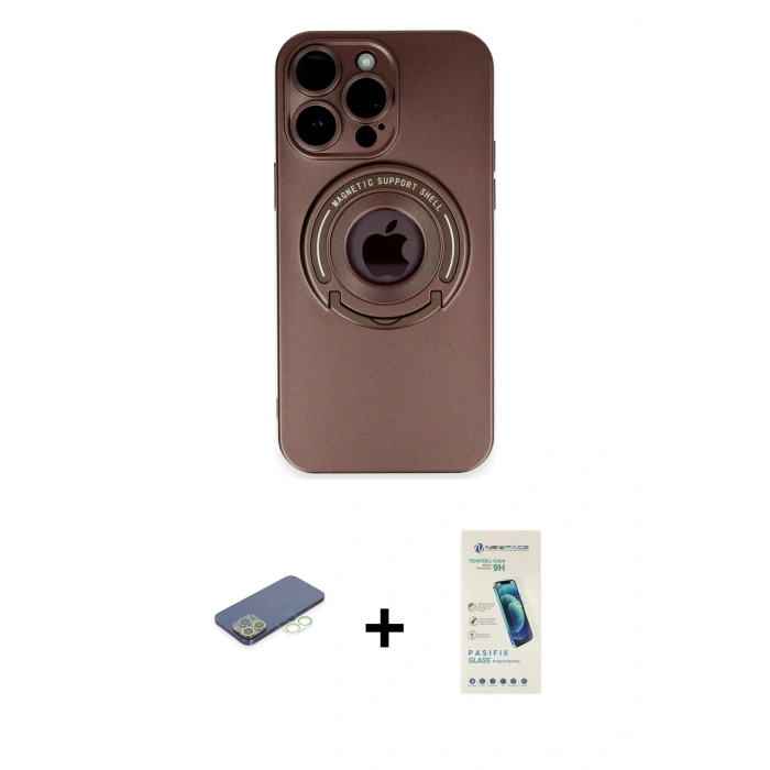 MARSİLYAN™- iPhone 13 Pro Max Kılıf Eksen Klasik Prime - Şeffaf Pasifik Cam Ekran Koruyucu + Renkli Kamera Lens Koruma Cam - YL