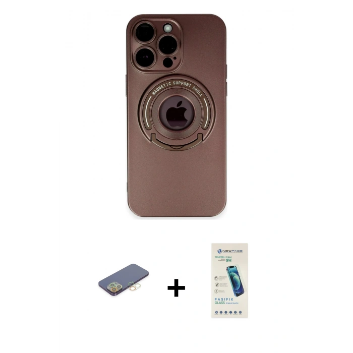 MARSİLYAN™- iPhone 13 Pro Max Kılıf Eksen Klasik Prime - Şeffaf Pasifik Cam Ekran Koruyucu + Renkli Kamera Lens Koruma Cam - SI