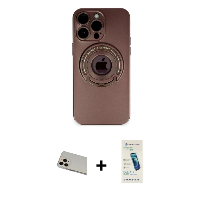 MARSİLYAN™- iPhone 13 Pro Max Kılıf Eksen Klasik Prime - Şeffaf Pasifik Cam Ekran Koruyucu + Rainbow Kamera Lens Koruma Cam - REGD