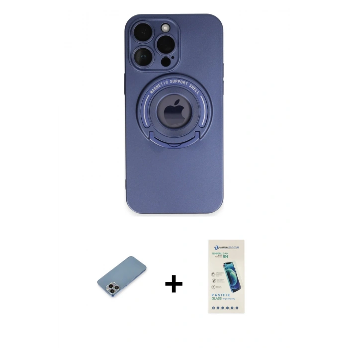 MARSİLYAN™- iPhone 13 Pro Max Kılıf Eksen Klasik Prime - Şeffaf Pasifik Cam Ekran Koruyucu + Shine Kamera Lens Koruma Cam - GI