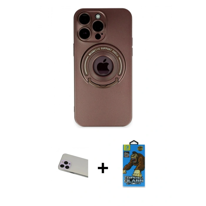 MARSİLYAN™- iPhone 13 Pro Max Kılıf Eksen Klasik Prime - Siyah 18D Cam Ekran Koruyucu + Rainbow Kamera Lens Koruma Cam - MR