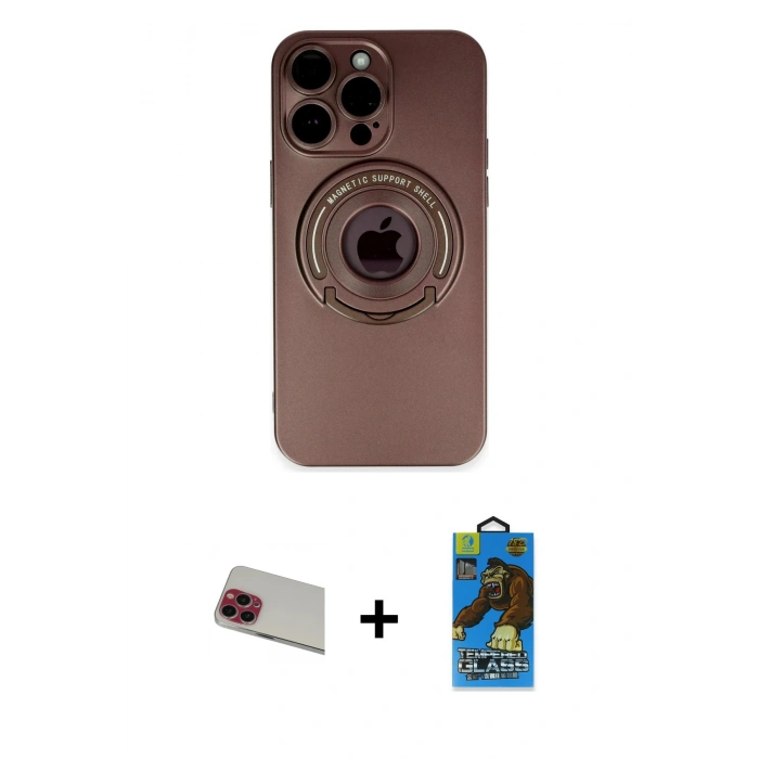 MARSİLYAN™- iPhone 13 Pro Max Kılıf Eksen Klasik Prime - Siyah 18D Cam Ekran Koruyucu + Rainbow Kamera Lens Koruma Cam - KI