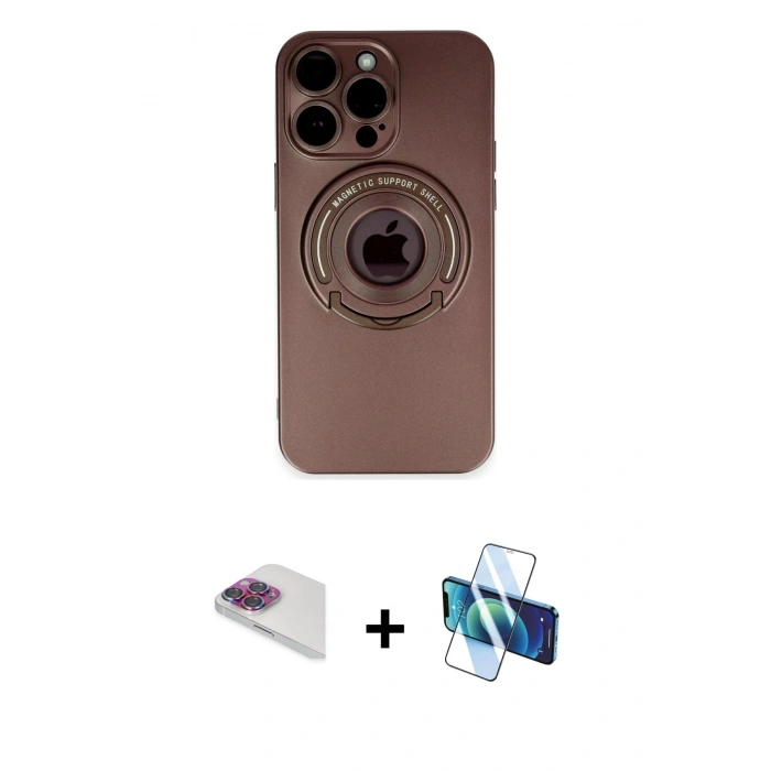 MARSİLYAN™- iPhone 13 Pro Max Kılıf Eksen Klasik Prime - Siyah 3D Antistatik Cam Ekran Koruyucu + Pers Alüminyum Kamera Lens - GI