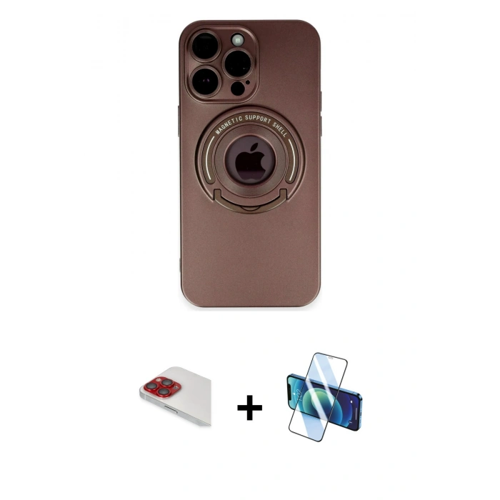 MARSİLYAN™- iPhone 13 Pro Max Kılıf Eksen Klasik Prime - Siyah 3D Antistatik Cam Ekran Koruyucu + Pers Alüminyum Kamera Lens - KI