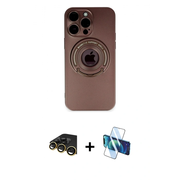 MARSİLYAN™- iPhone 13 Pro Max Kılıf Eksen Klasik Prime - Siyah 3D Antistatik Cam Ekran Koruyucu + Raze Metal Kamera Lens - GD