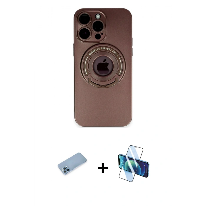 MARSİLYAN™- iPhone 13 Pro Max Kılıf Eksen Klasik Prime - Siyah 3D Antistatik Cam Ekran Koruyucu + Shine Kamera Lens Koruma Cam - MI