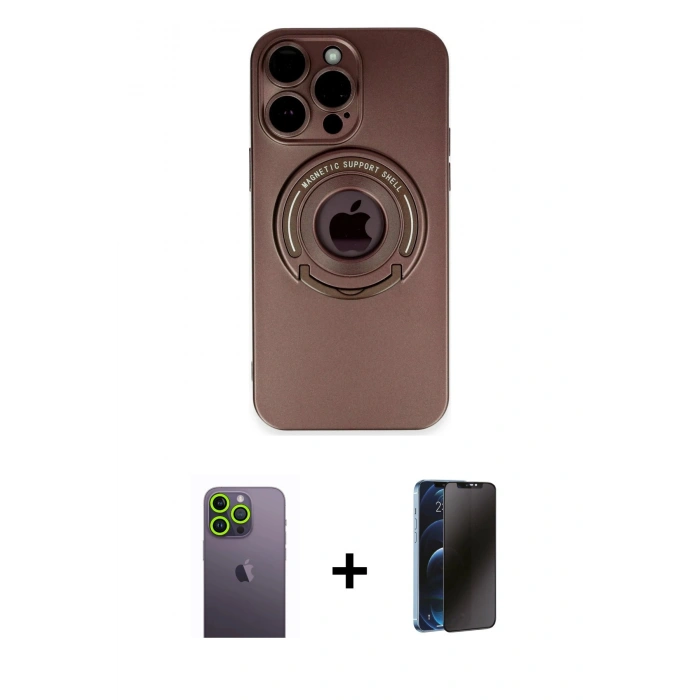 MARSİLYAN™- iPhone 13 Pro Max Kılıf Eksen Klasik Prime - Siyah 3D Antistatik Hayalet Cam Ekran Koruyucu + Neon Fosforlu Kamera Lens - YL
