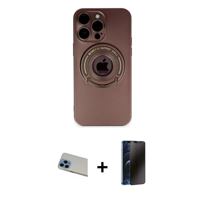 MARSİLYAN™- iPhone 13 Pro Max Kılıf Eksen Klasik Prime - Siyah 3D Antistatik Hayalet Cam Ekran Koruyucu + Rainbow Kamera Lens Koruma Cam - MI