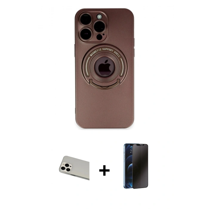 MARSİLYAN™- iPhone 13 Pro Max Kılıf Eksen Klasik Prime - Siyah 3D Antistatik Hayalet Cam Ekran Koruyucu + Rainbow Kamera Lens Koruma Cam - BZ