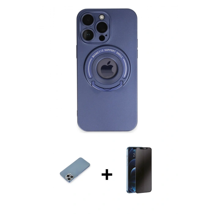 MARSİLYAN™- iPhone 13 Pro Max Kılıf Eksen Klasik Prime - Siyah 3D Antistatik Hayalet Cam Ekran Koruyucu + Shine Kamera Lens Koruma Cam - GI