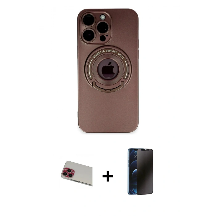 MARSİLYAN™- iPhone 13 Pro Max Kılıf Eksen Klasik Prime - Siyah 3D Antistatik Hayalet Cam Ekran Koruyucu + Rainbow Kamera Lens Koruma Cam - KI