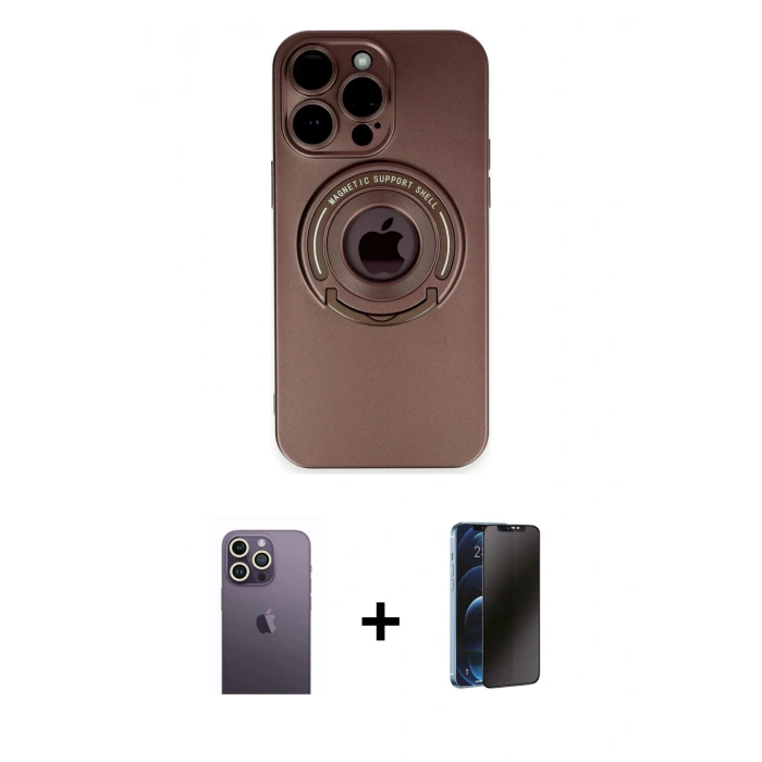 MARSİLYAN™- iPhone 13 Pro Max Kılıf Eksen Klasik Prime - Siyah 3D Antistatik Hayalet Cam Ekran Koruyucu + Neon Fosforlu Kamera Lens - BZ
