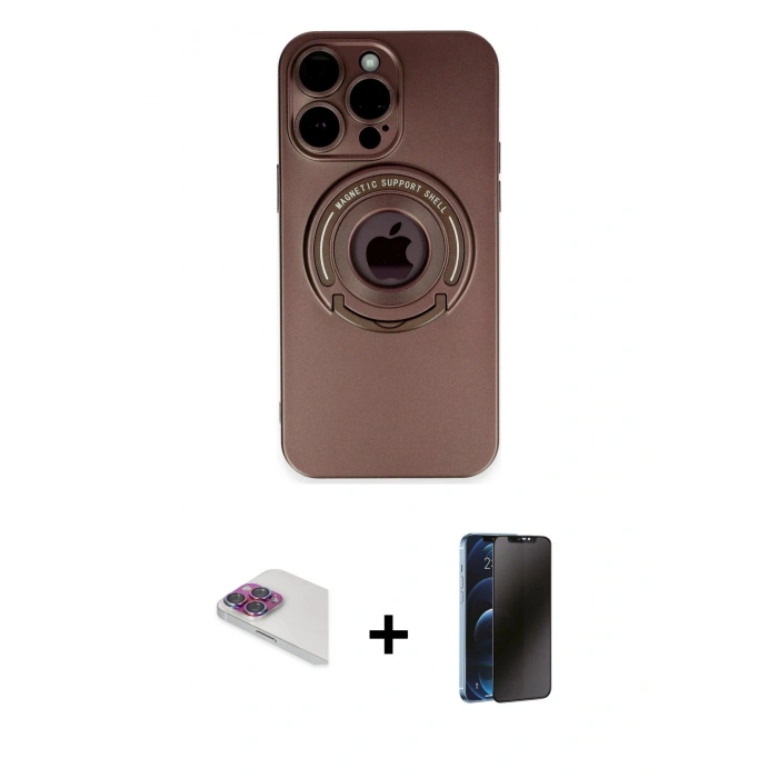 MARSİLYAN™- iPhone 13 Pro Max Kılıf Eksen Klasik Prime - Siyah 3D Antistatik Hayalet Cam Ekran Koruyucu + Pers Alüminyum Kamera Lens - GI
