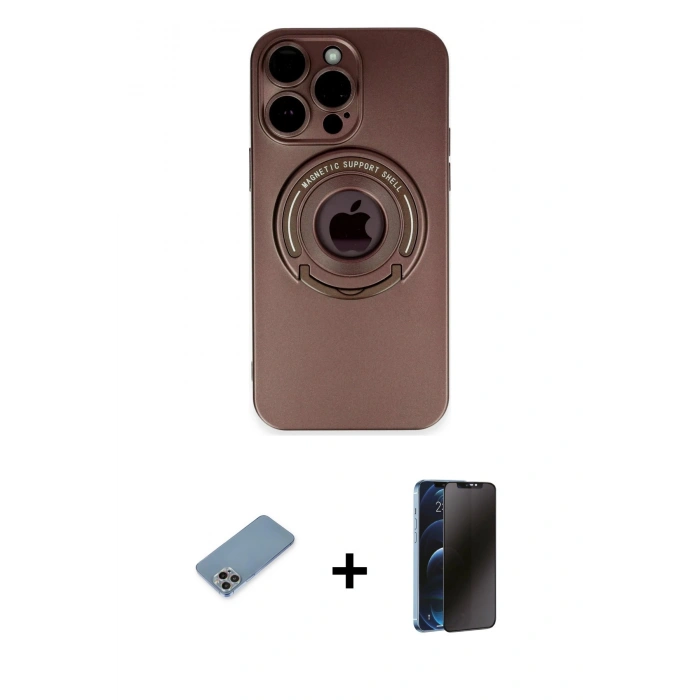 MARSİLYAN™- iPhone 13 Pro Max Kılıf Eksen Klasik Prime - Siyah 3D Antistatik Hayalet Cam Ekran Koruyucu + Shine Kamera Lens Koruma Cam - GI