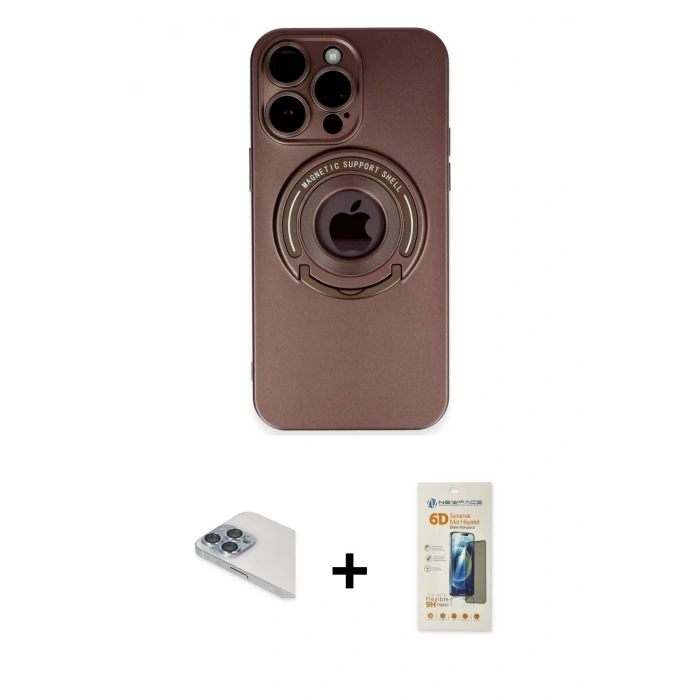 MARSİLYAN™- iPhone 13 Pro Max Kılıf Eksen Klasik Prime - Siyah 6D Mat Seramik Hayalet Nano Ekran Koruyucu + Sierra Blue Pers Alüminyum Kamera Lens