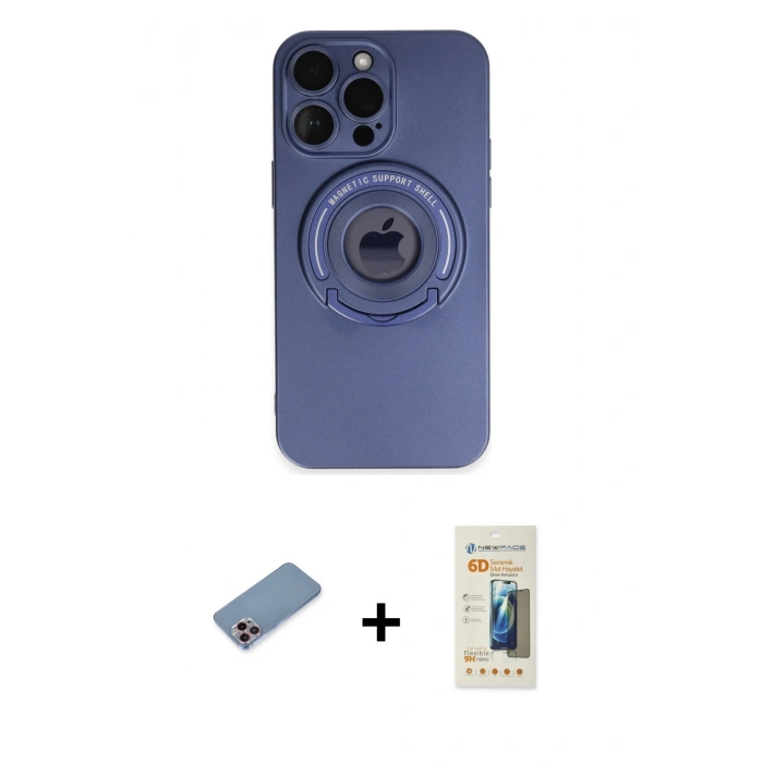MARSİLYAN™- iPhone 13 Pro Max Kılıf Eksen Klasik Prime - Siyah 6D Mat Seramik Hayalet Nano Ekran Koruyucu + Shine Kamera Lens Koruma Cam - PE