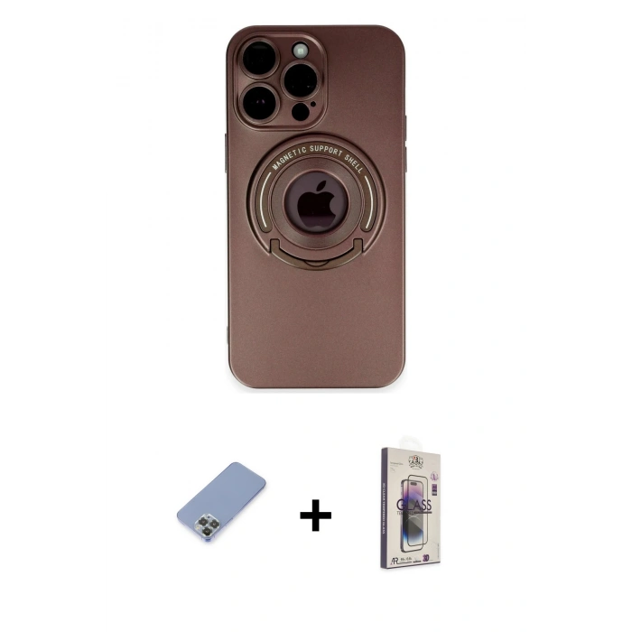 MARSİLYAN™- iPhone 13 Pro Max Kılıf Eksen Klasik Prime - Siyah Bilvis 3D Cam Ekran Koruyucu + Koyu Yeşil Metal Kamera Lens Koruma Cam