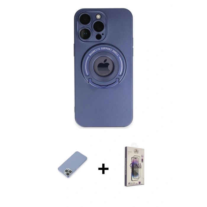 MARSİLYAN™- iPhone 13 Pro Max Kılıf Eksen Klasik Prime - Siyah Bilvis 3D Cam Ekran Koruyucu + Koyu Yeşil Metal Kamera Lens Koruma Cam