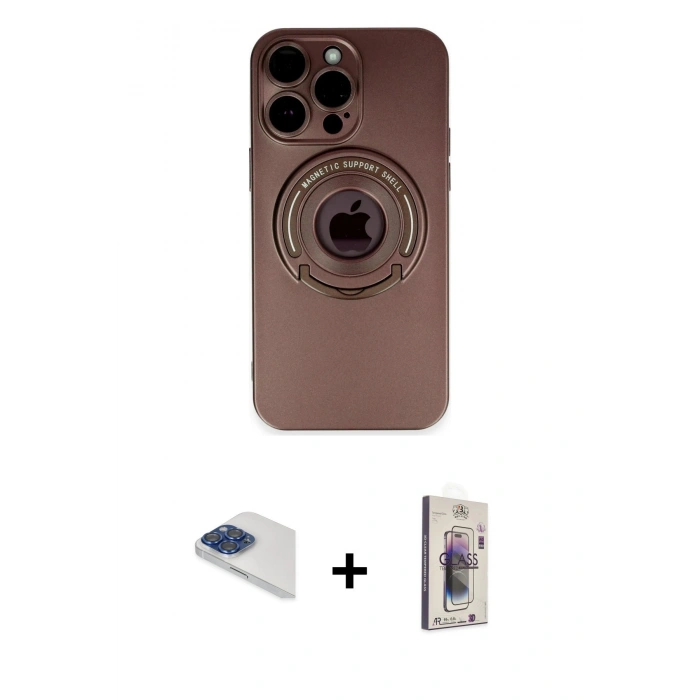 MARSİLYAN™- iPhone 13 Pro Max Kılıf Eksen Klasik Prime - Siyah Bilvis 3D Cam Ekran Koruyucu + Lacivert Pers Alüminyum Kamera Lens