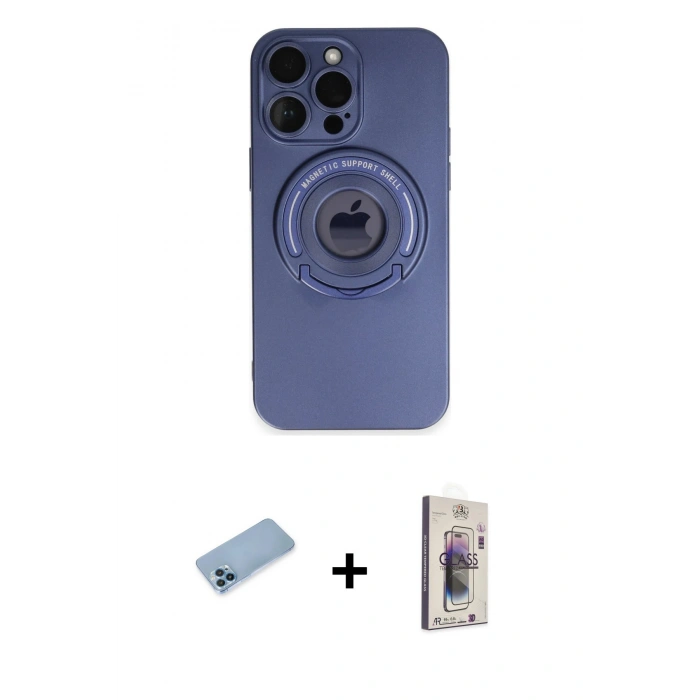 MARSİLYAN™- iPhone 13 Pro Max Kılıf Eksen Klasik Prime - Siyah Bilvis 3D Cam Ekran Koruyucu + Shine Kamera Lens Koruma Cam - MI