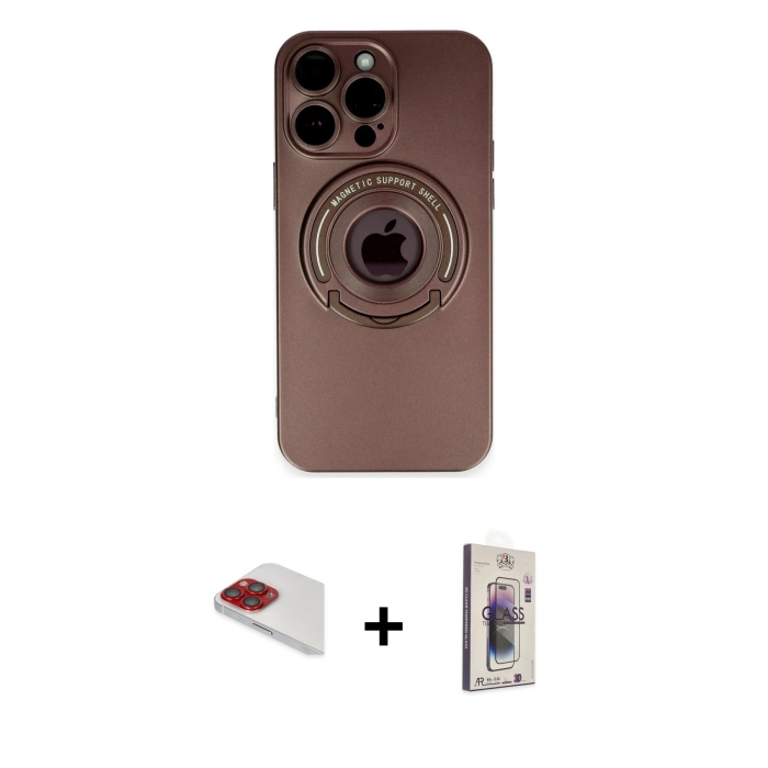MARSİLYAN™- iPhone 13 Pro Max Kılıf Eksen Klasik Prime - Siyah Bilvis 3D Cam Ekran Koruyucu + Pers Alüminyum Kamera Lens - KI