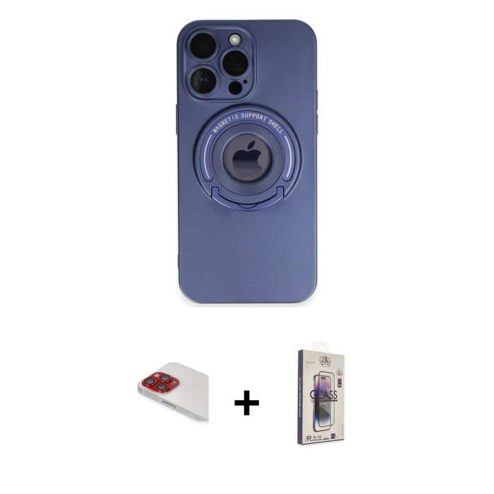 MARSİLYAN™- iPhone 13 Pro Max Kılıf Eksen Klasik Prime - Siyah Bilvis 3D Cam Ekran Koruyucu + Pers Alüminyum Kamera Lens - KI