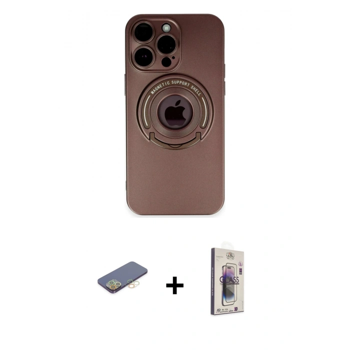 MARSİLYAN™- iPhone 13 Pro Max Kılıf Eksen Klasik Prime - Siyah Bilvis 3D Cam Ekran Koruyucu + Renkli Kamera Lens Koruma Cam - SI