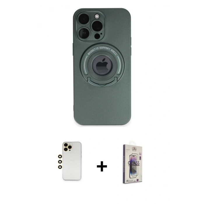 MARSİLYAN™- iPhone 13 Pro Max Kılıf Eksen Klasik Prime - Siyah Bilvis 3D Cam Ekran Koruyucu + Shine Kamera Lens - GD