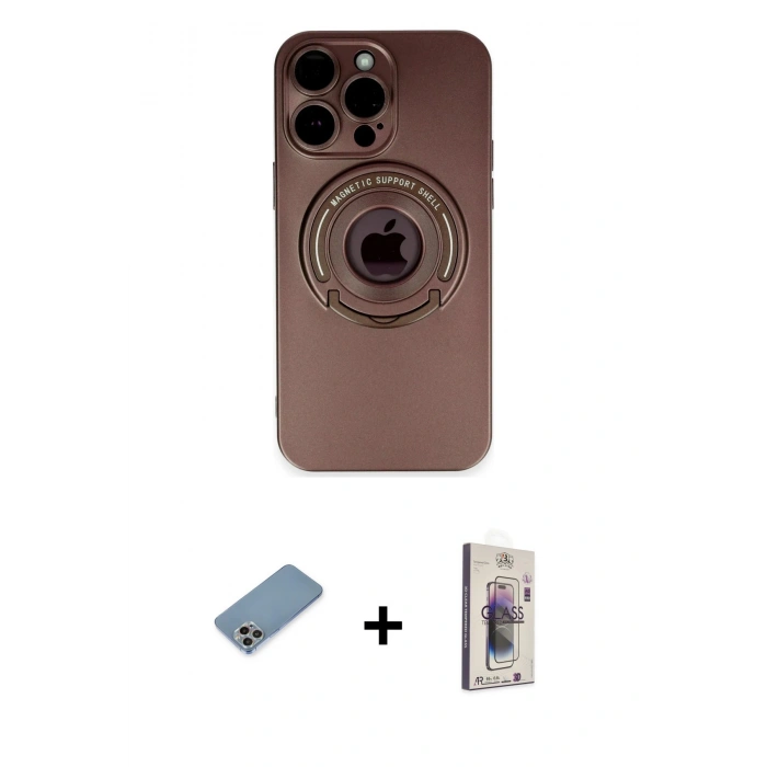 MARSİLYAN™- iPhone 13 Pro Max Kılıf Eksen Klasik Prime - Siyah Bilvis 3D Cam Ekran Koruyucu + Shine Kamera Lens Koruma Cam - GI