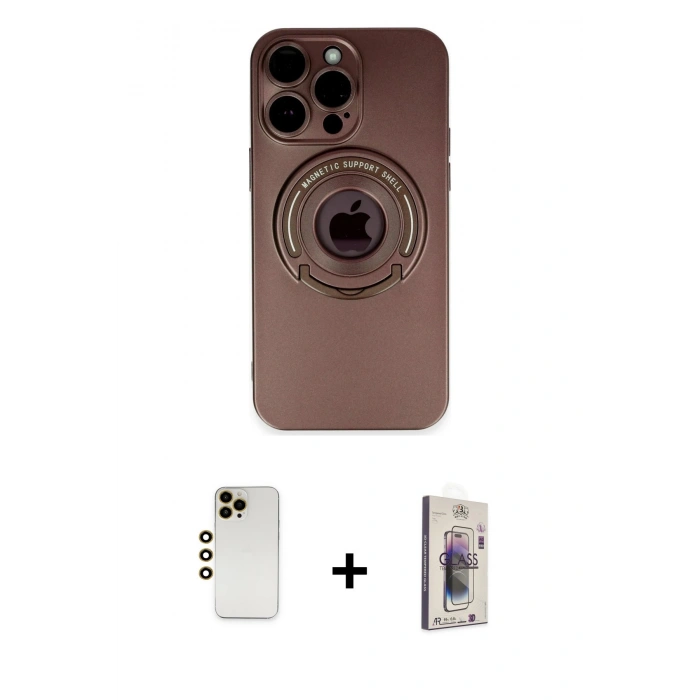 MARSİLYAN™- iPhone 13 Pro Max Kılıf Eksen Klasik Prime - Siyah Bilvis 3D Cam Ekran Koruyucu + Shine Kamera Lens - GD