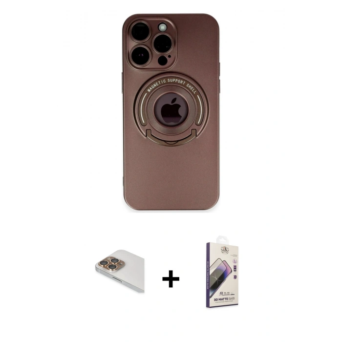 MARSİLYAN™- iPhone 13 Pro Max Kılıf Eksen Klasik Prime - Siyah Bilvis 3D Mat Cam Ekran Koruyucu + Pers Alüminyum Kamera Lens - GD