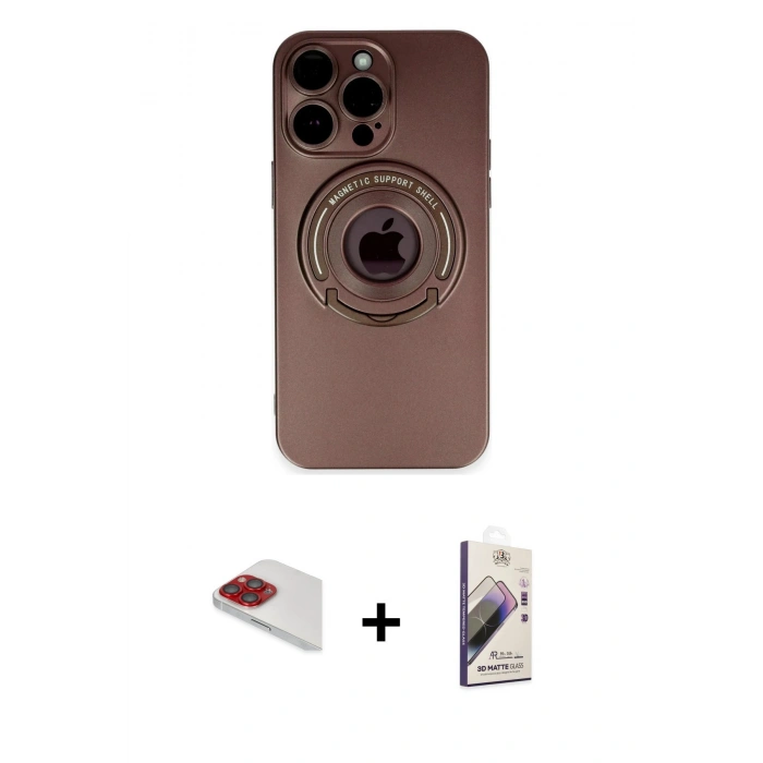 MARSİLYAN™- iPhone 13 Pro Max Kılıf Eksen Klasik Prime - Siyah Bilvis 3D Mat Cam Ekran Koruyucu + Pers Alüminyum Kamera Lens - KI