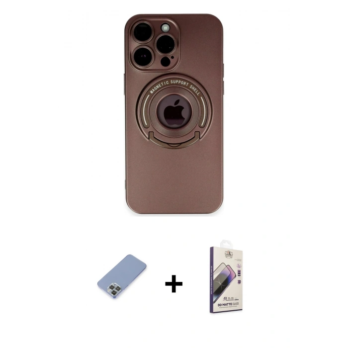 MARSİLYAN™- iPhone 13 Pro Max Kılıf Eksen Klasik Prime - Siyah Bilvis 3D Mat Cam Ekran Koruyucu + Metal Kamera Lens Koruma Cam - KUYL