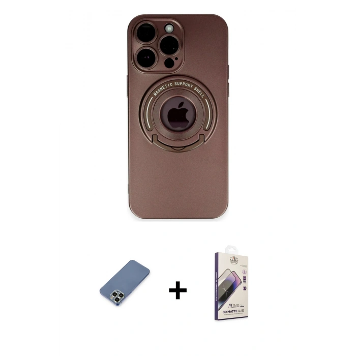 MARSİLYAN™- iPhone 13 Pro Max Kılıf Eksen Klasik Prime - Siyah Bilvis 3D Mat Cam Ekran Koruyucu + Metal Kamera Lens Koruma Cam - AKYL