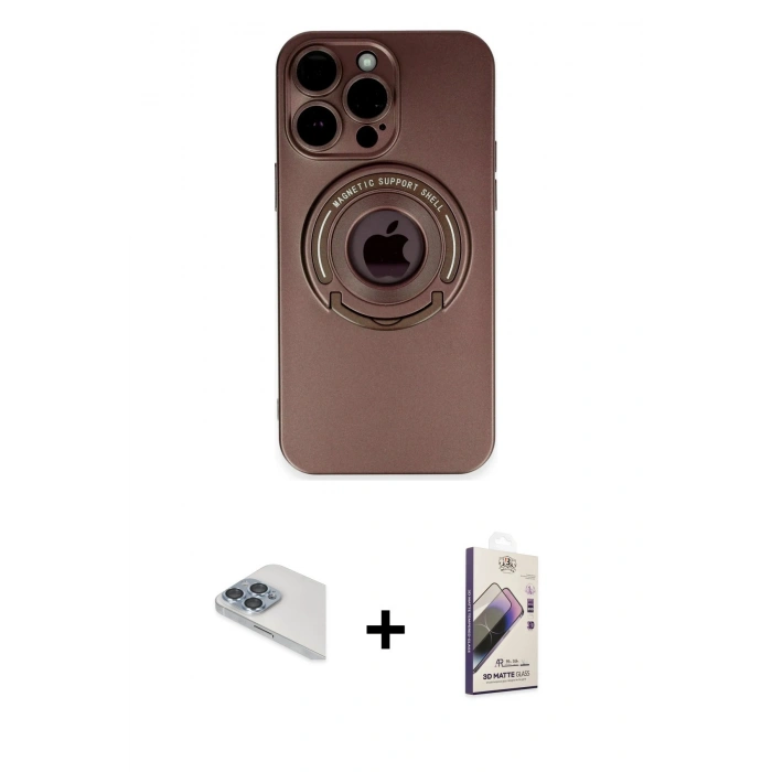MARSİLYAN™- iPhone 13 Pro Max Kılıf Eksen Klasik Prime - Siyah Bilvis 3D Mat Cam Ekran Koruyucu + Pers Alüminyum Kamera Lens - SABE