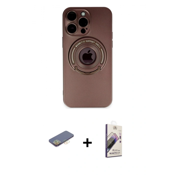 MARSİLYAN™- iPhone 13 Pro Max Kılıf Eksen Klasik Prime - Siyah Bilvis 3D Mat Cam Ekran Koruyucu + Renkli Kamera Lens Koruma Cam - SI