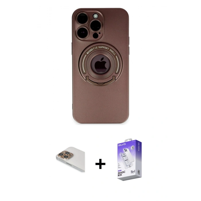 MARSİLYAN™- iPhone 13 Pro Max Kılıf Eksen Klasik Prime - Siyah Bilvis 5in1 3D Magic Cam Ekran Koruyucu + Pers Alüminyum Kamera Lens - GD