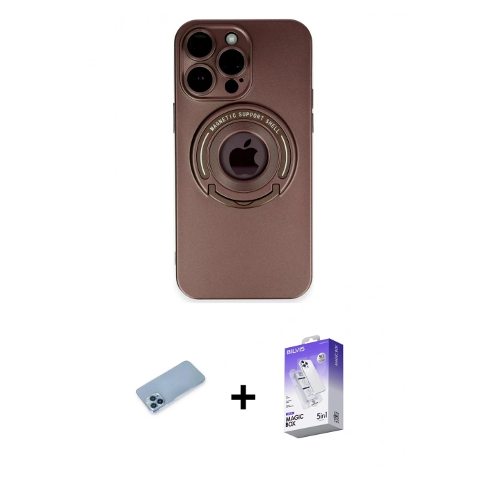 MARSİLYAN™- iPhone 13 Pro Max Kılıf Eksen Klasik Prime - Siyah Bilvis 5in1 3D Magic Cam Ekran Koruyucu + Mavi Shine Kamera Lens Koruma Cam
