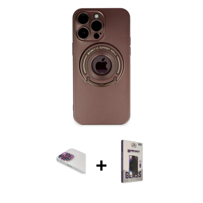 MARSİLYAN™- iPhone 13 Pro Max Kılıf Eksen Klasik Prime - Siyah Bilvis Hayalet Cam Ekran Koruyucu + Pers Alüminyum Kamera Lens - GI