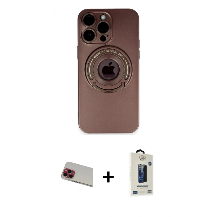 MARSİLYAN™- iPhone 13 Pro Max Kılıf Eksen Klasik Prime - Siyah Bilvis Hayalet Cam Ekran Koruyucu + Kırmızı Rainbow Kamera Lens Koruma Cam
