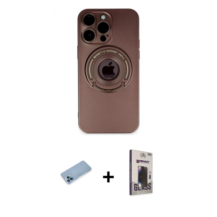 MARSİLYAN™- iPhone 13 Pro Max Kılıf Eksen Klasik Prime - Siyah Bilvis Hayalet Cam Ekran Koruyucu + Shine Kamera Lens Koruma Cam - MI