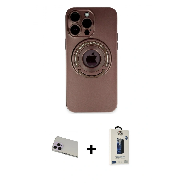 MARSİLYAN™- iPhone 13 Pro Max Kılıf Eksen Klasik Prime - Siyah Bilvis Hayalet Cam Ekran Koruyucu + Rainbow Kamera Lens Koruma Cam - MR