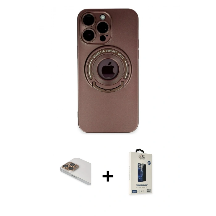 MARSİLYAN™- iPhone 13 Pro Max Kılıf Eksen Klasik Prime - Siyah Bilvis Hayalet Cam Ekran Koruyucu + Pers Alüminyum Kamera Lens - GD