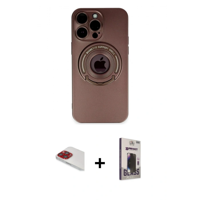 MARSİLYAN™- iPhone 13 Pro Max Kılıf Eksen Klasik Prime - Siyah Bilvis Hayalet Cam Ekran Koruyucu + Pers Alüminyum Kamera Lens - KI