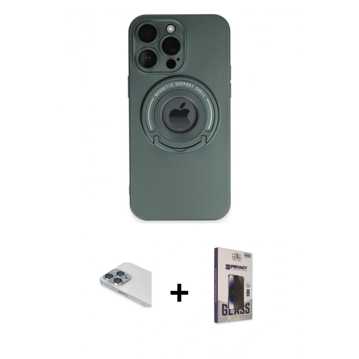MARSİLYAN™- iPhone 13 Pro Max Kılıf Eksen Klasik Prime - Siyah Bilvis Hayalet Cam Ekran Koruyucu + Pers Alüminyum Kamera Lens - SABE