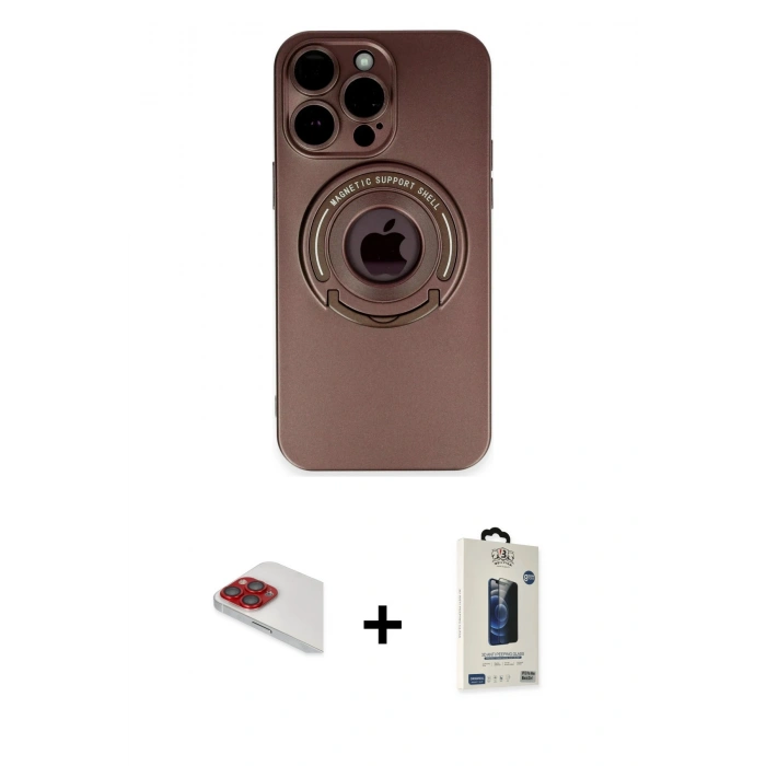 MARSİLYAN™- iPhone 13 Pro Max Kılıf Eksen Klasik Prime - Siyah Bilvis Hayalet Cam Ekran Koruyucu + Pers Alüminyum Kamera Lens - KI